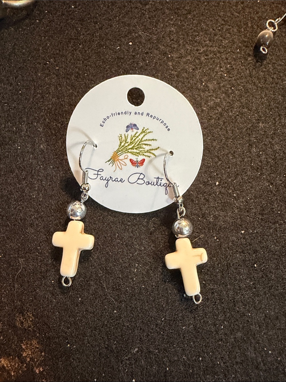 Cream Cross Dangle Earrings - Sayrae Boutique